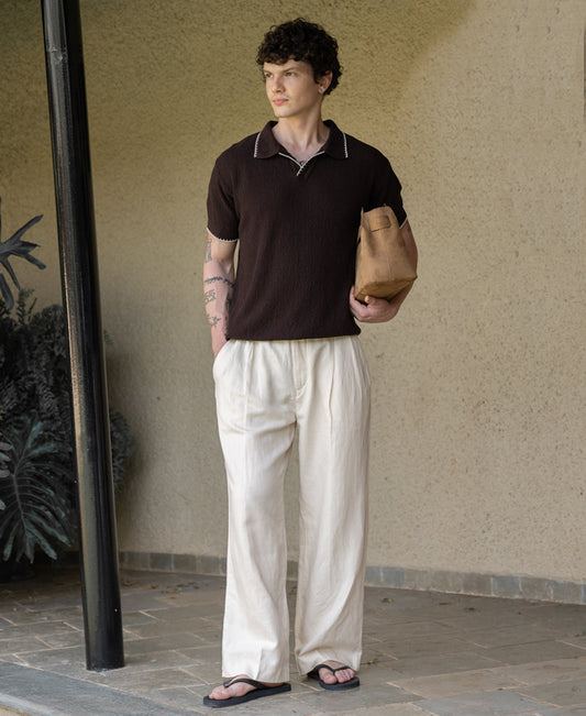 Coffee Knit Polo T-Shirt